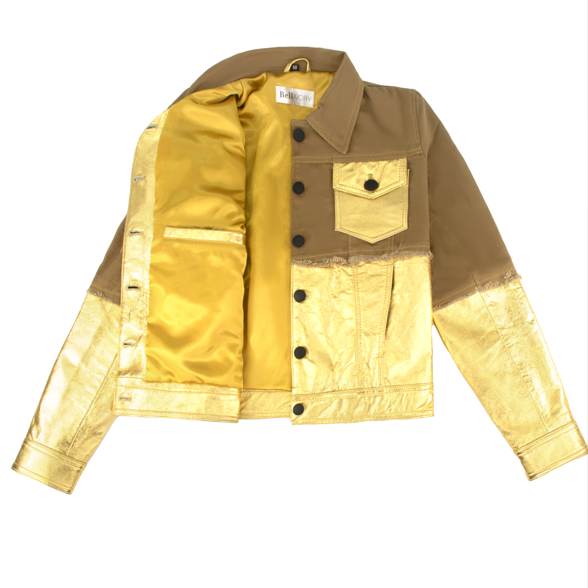 Bell Ivory gold lambskin jacket with satin lining